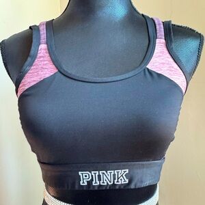 PINK Victoria's Secret Ultimate Black and Pink Sports Bra Women’s Size Medium